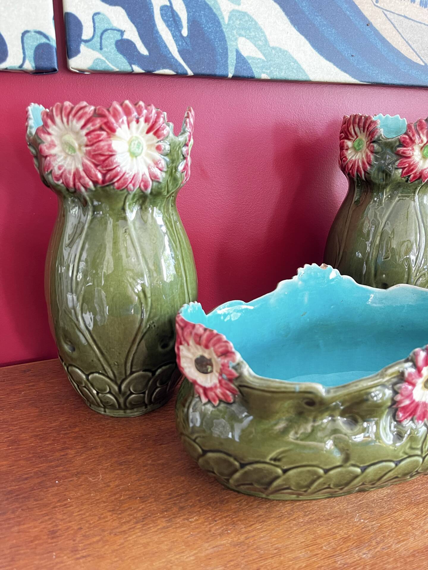 Art Nouveau planter and vase