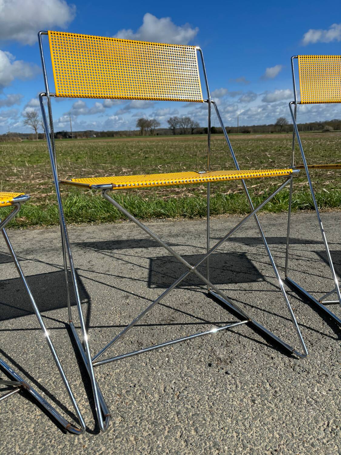 Set Of 6 Vintage Nuova X-line Design Chairs By Niels Jorgen Haugesen