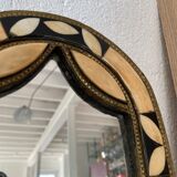Vintage mirror bohemian metal and horn - 28x19cm