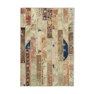 Tapis anatolien surteint fait à la main 203 cm x 298 cm tapis patchwork beige