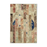Handmade anatolian overdyed 203 cm x 298 cm beige patchwork carpet