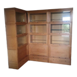 Modular bookcase in natural solid oak md by martin dupuis circa 1960