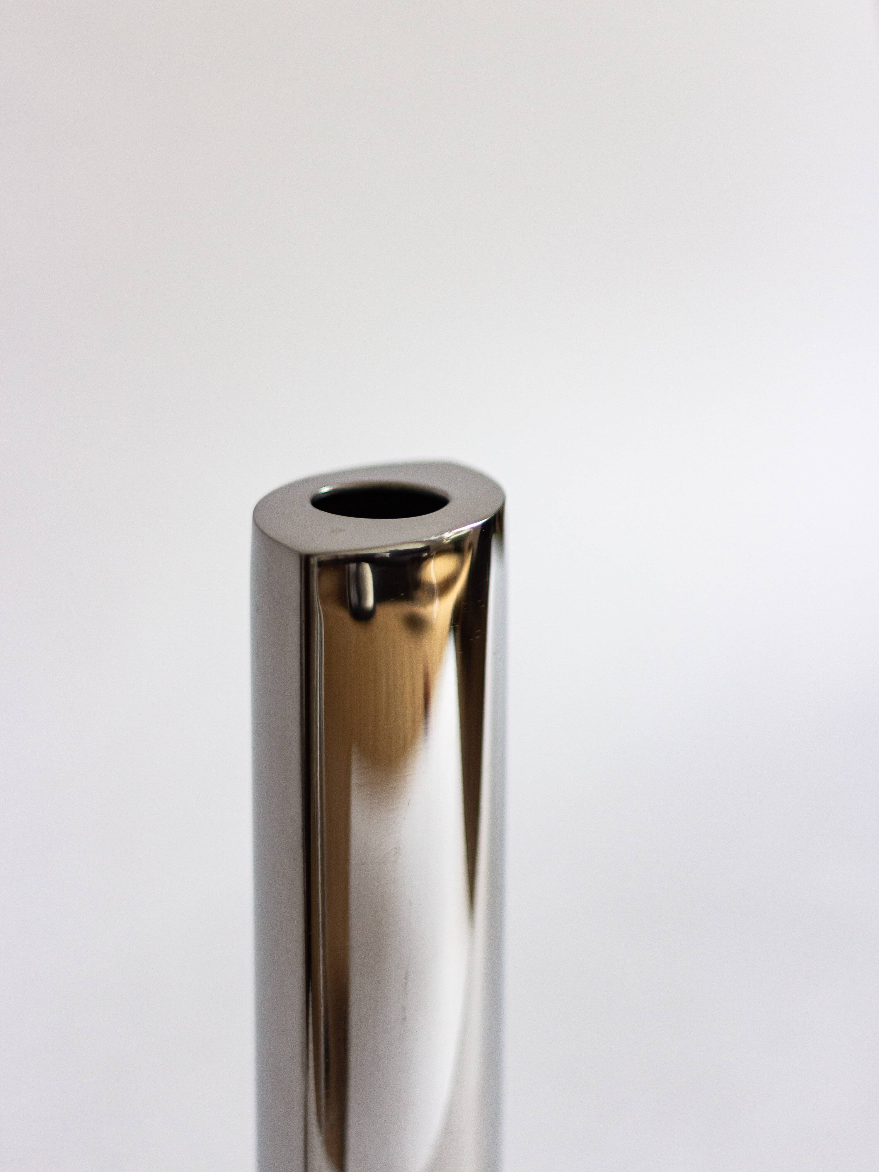 Chrome-plated metal bud vase, 1980s