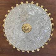 Plafonnier vintage verre taillé et métal doré