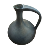Vase with vintage Scandinavian blue ceramic handles. Signed Lienau