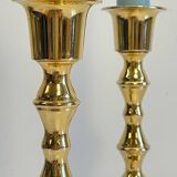 Pair of vintage golden metal candle holders