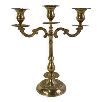 Chandelier vintage à trois bras en laiton, Tchécoslovaquie, années 1970.
