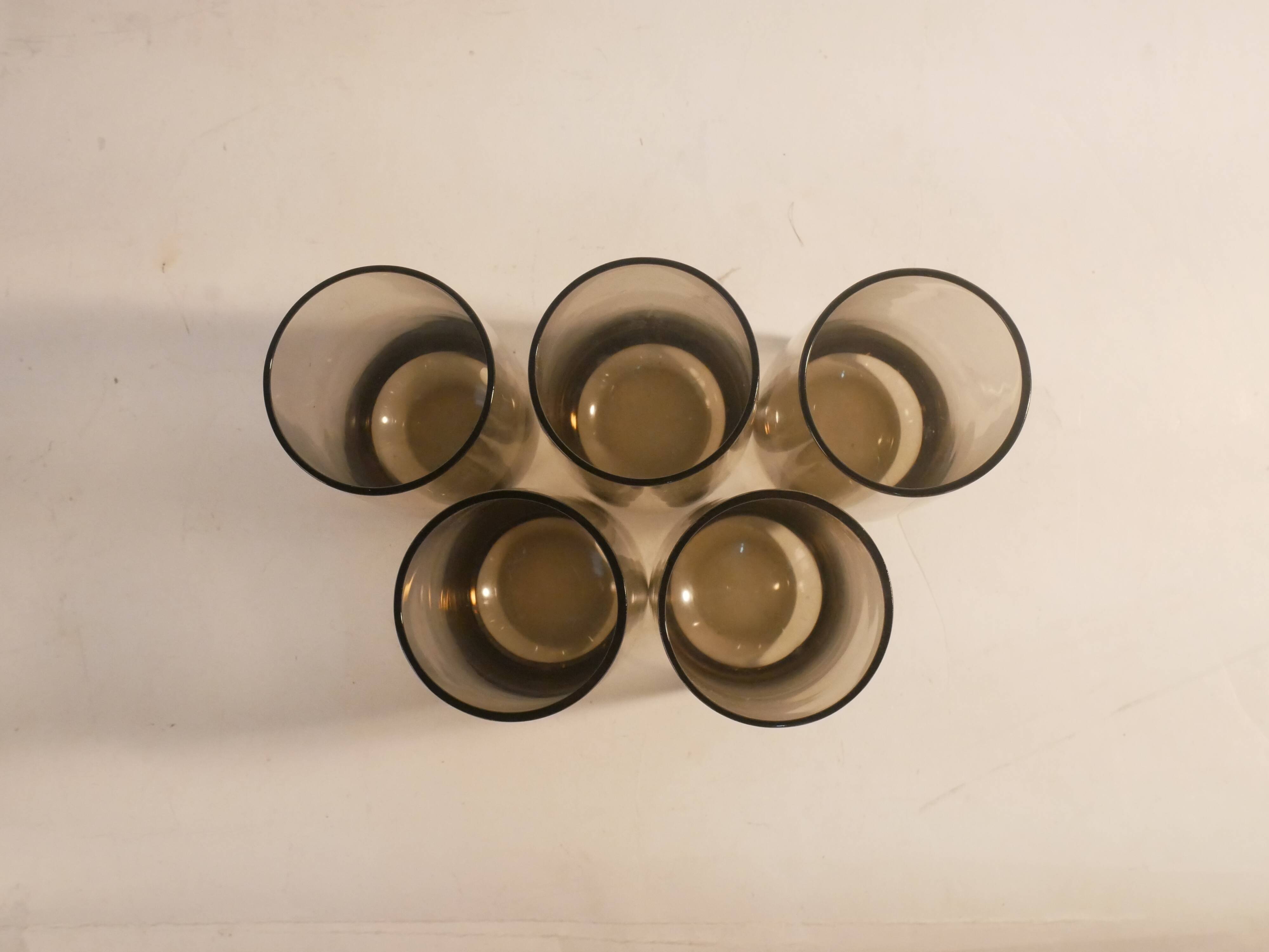 lot 5 vintage brown orangeade glasses 1970 Scandinavian style