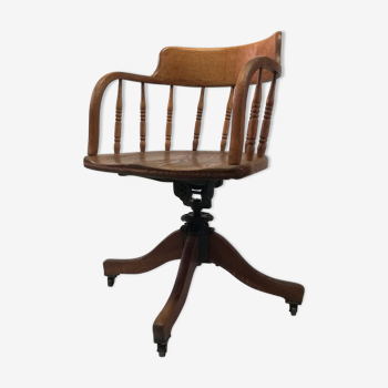 Fauteuil de bureau américain pivotant réglable à bascule 1900