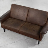 Canapé 2 places vintage moderne en cuir marron 3330 par Arne Vodder pour Fritz Hansen