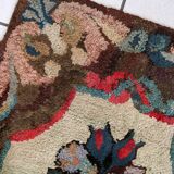 Tapis Hooked antique américain – 63 x 107 cm – Motif floral - 1C986