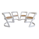 Set of 4 cantilever chairs in curved wood and caning — Italian design year