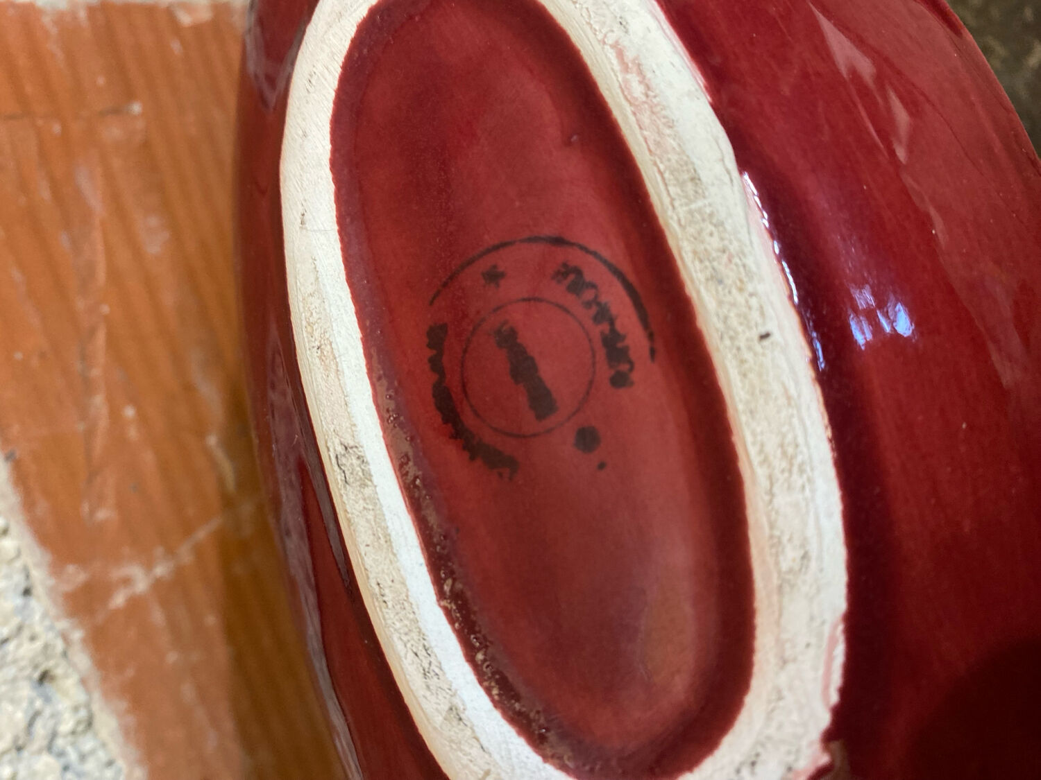 Set of 3 Vintage Red Oriental Ceramic Pocket Vases with Black Decor