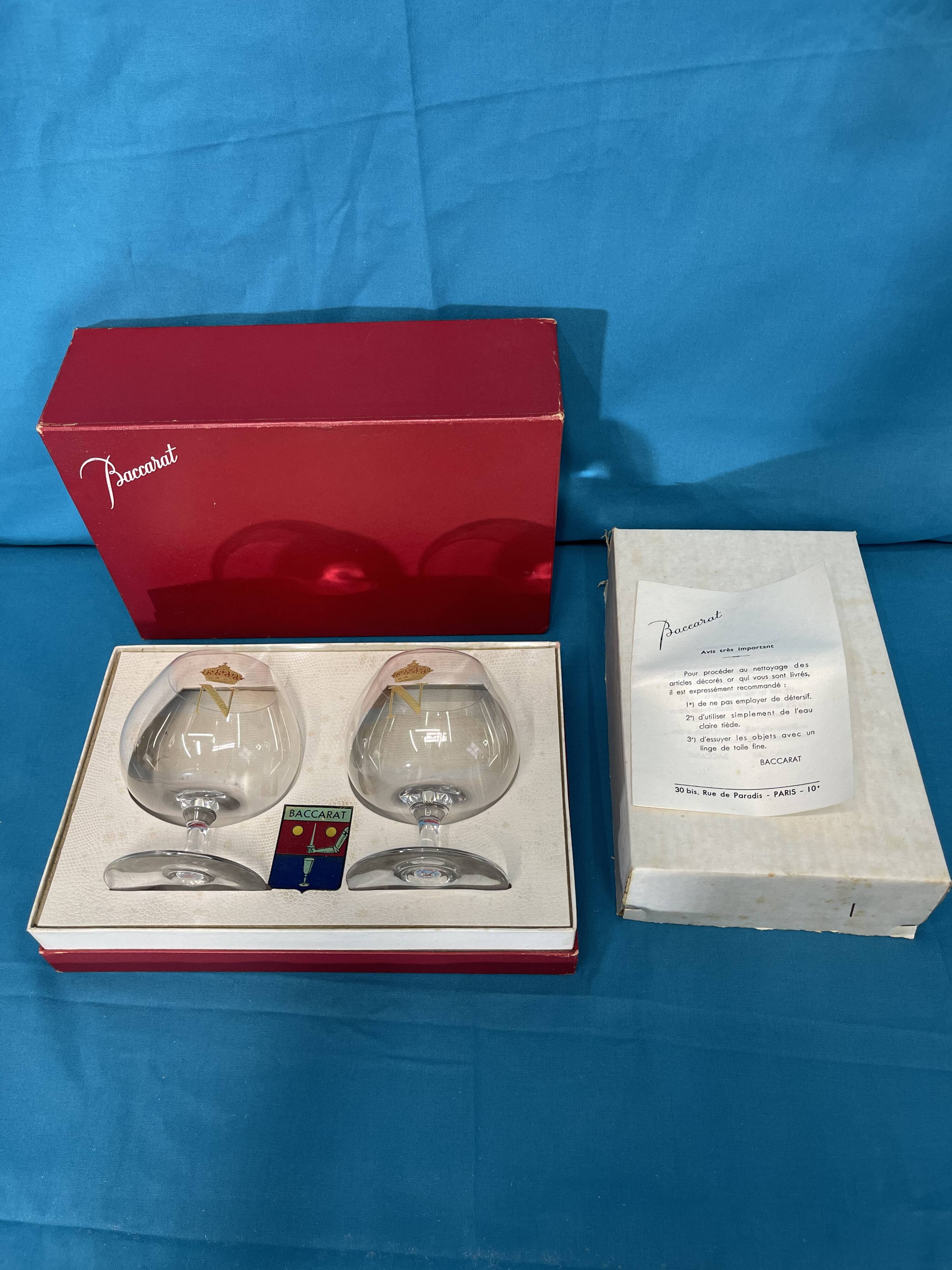 2 Napoleon baccarat glasses, original box