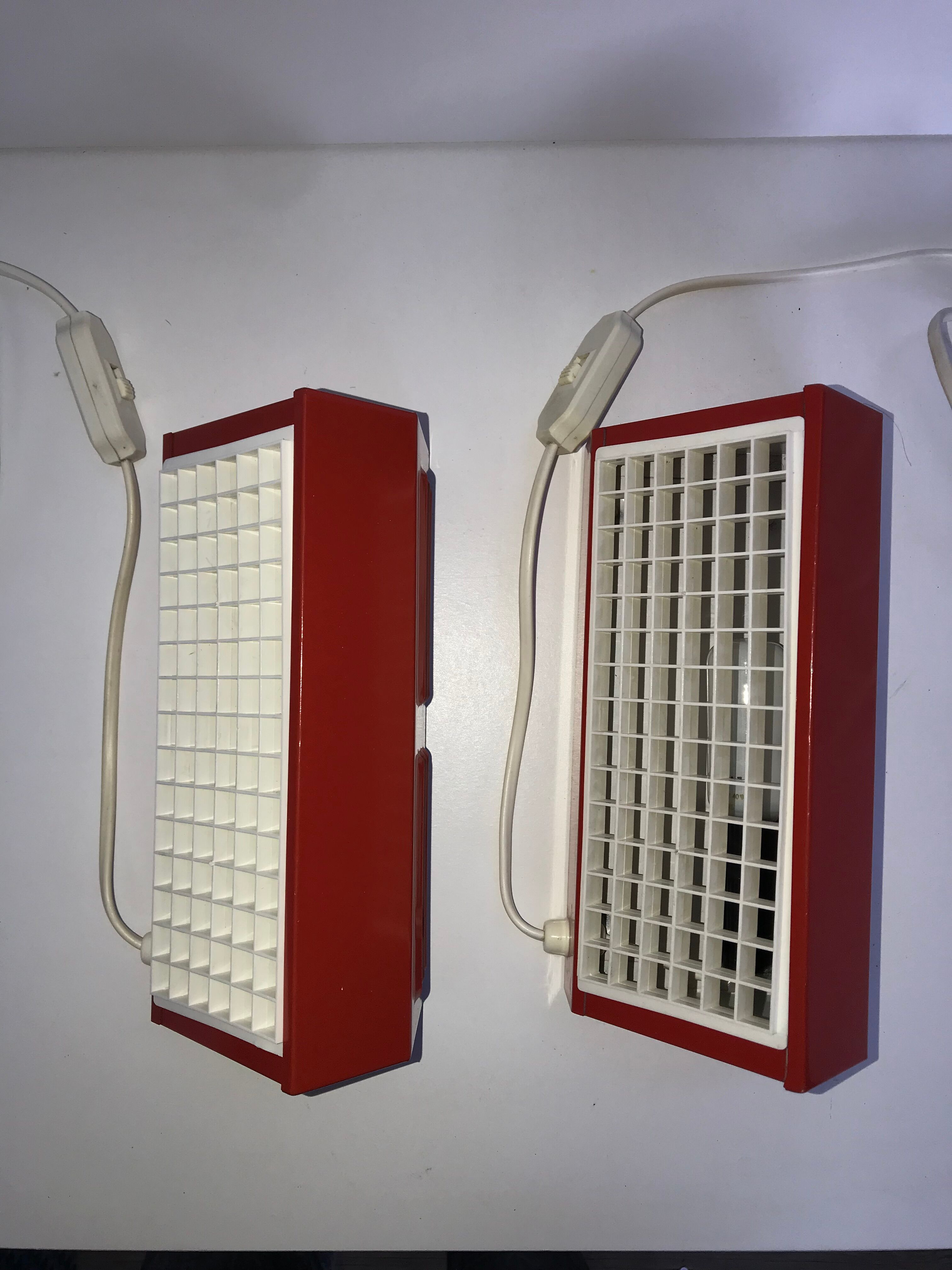 Pair of IKEA metal wall lights, type V204, red