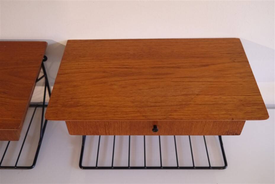 Paire de chevets à suspendre design scandinave 1960