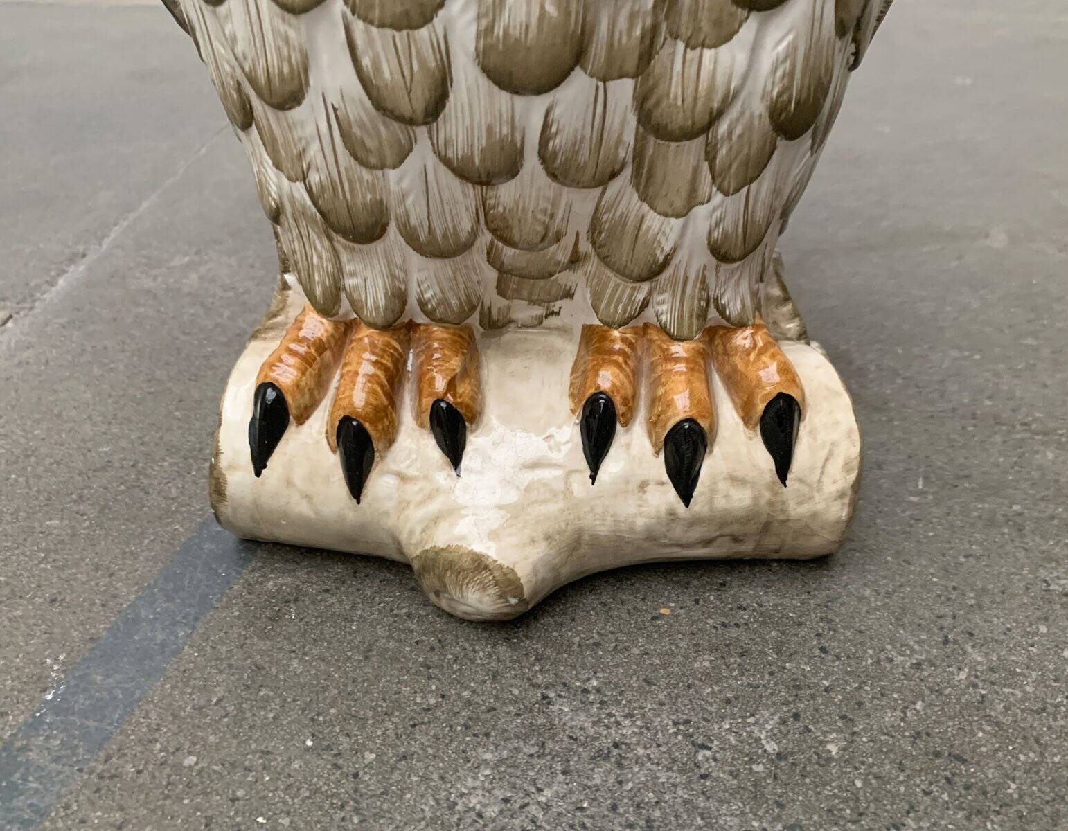 Vintage Italian ceramic owl umbrella stand