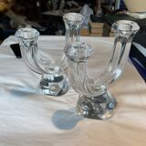 2 bougeoirs en crystal Art Vanne France