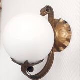 Pair of brutalist wall sconces in gilded metal from around 1970.