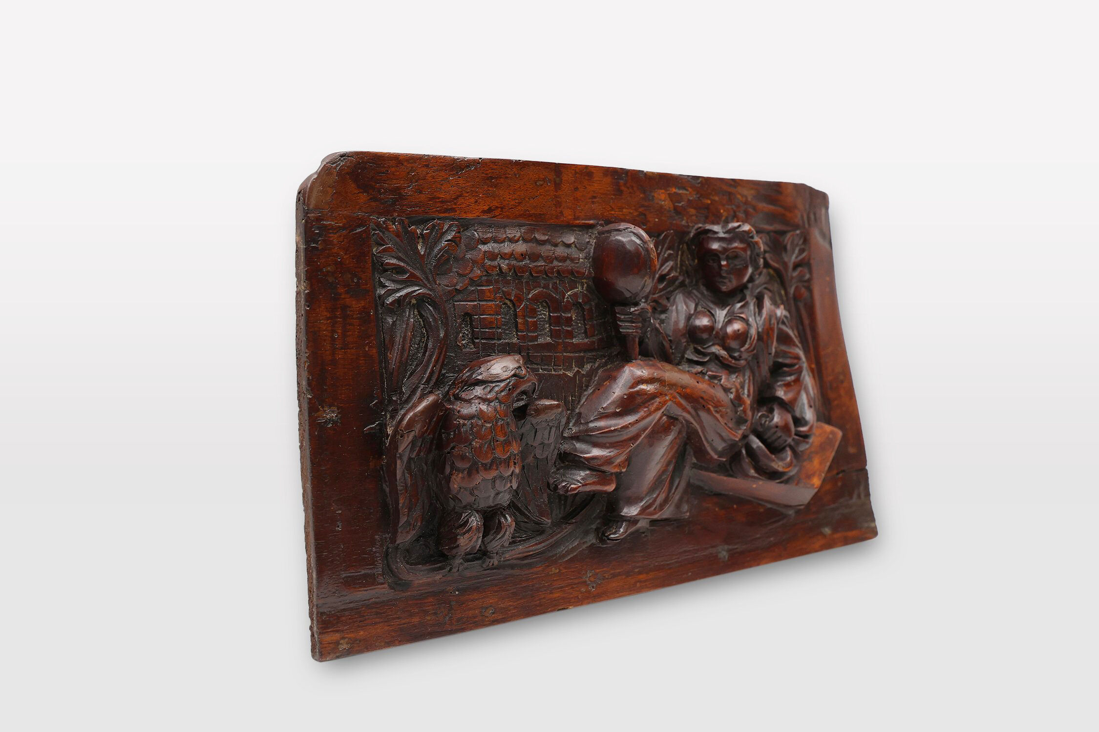 17th Century Gothic Hand Sculpted Oak Panel, Belgium