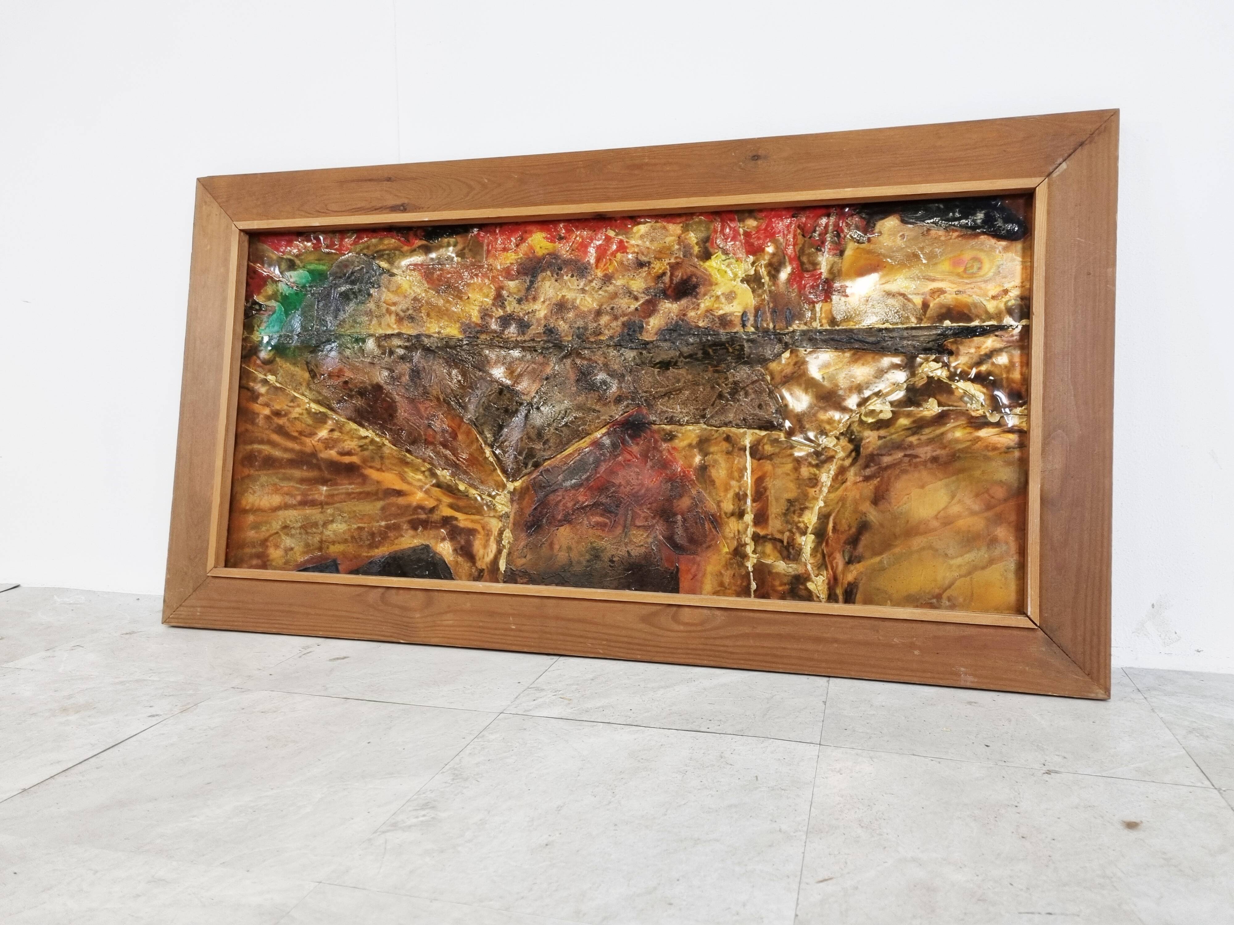 Vintage copper painting by Germain Rotsaert, 1960s