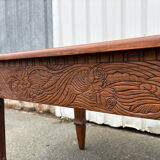 Art Deco table sculpted in solid wood