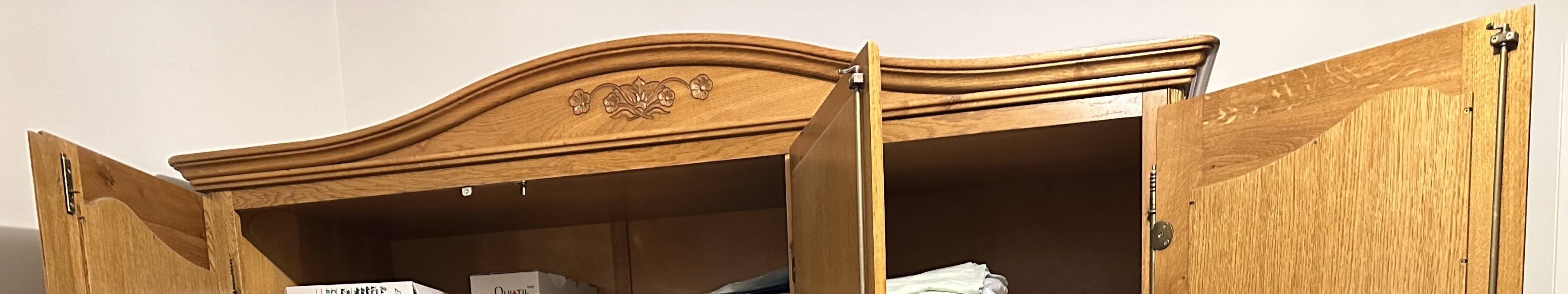 3-door, 3-drawer wardrobe in solid oak