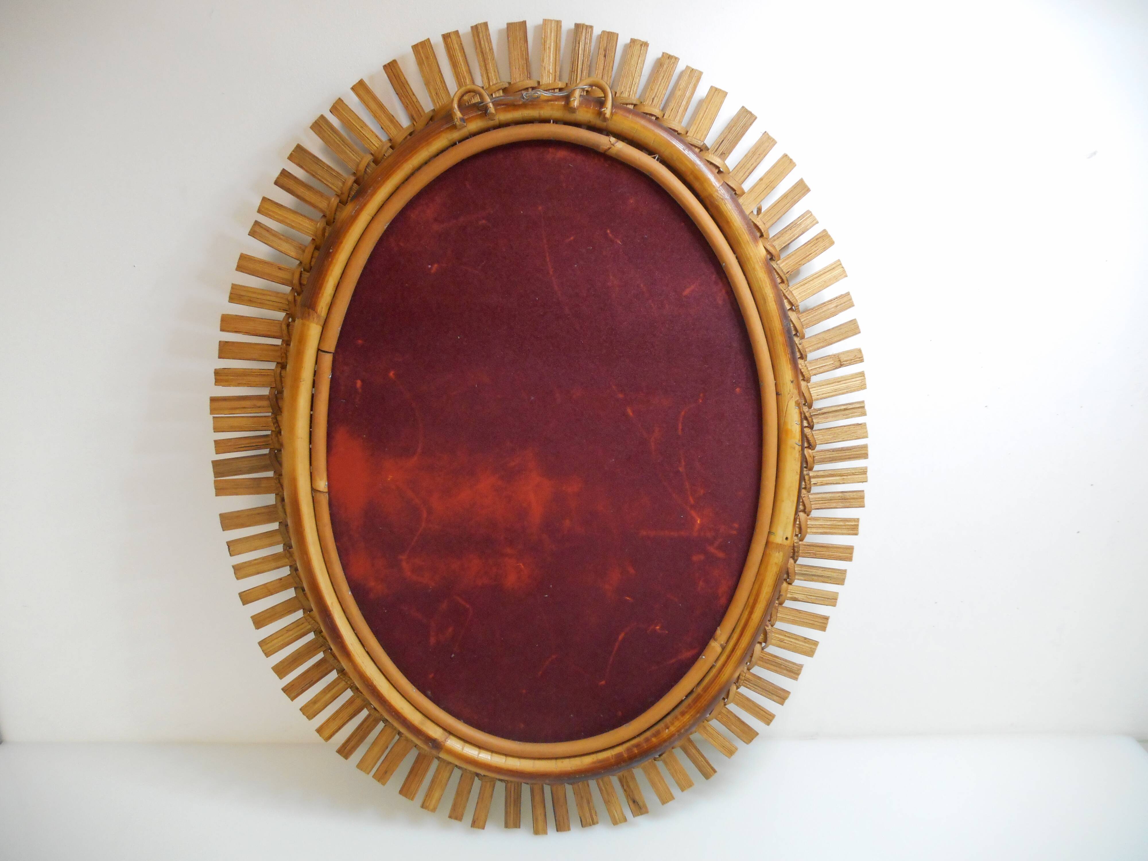 Oval sun bamboo and rattan mirror 60x48cm