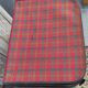 Vintage suitcase in red and skai Scottish fabric