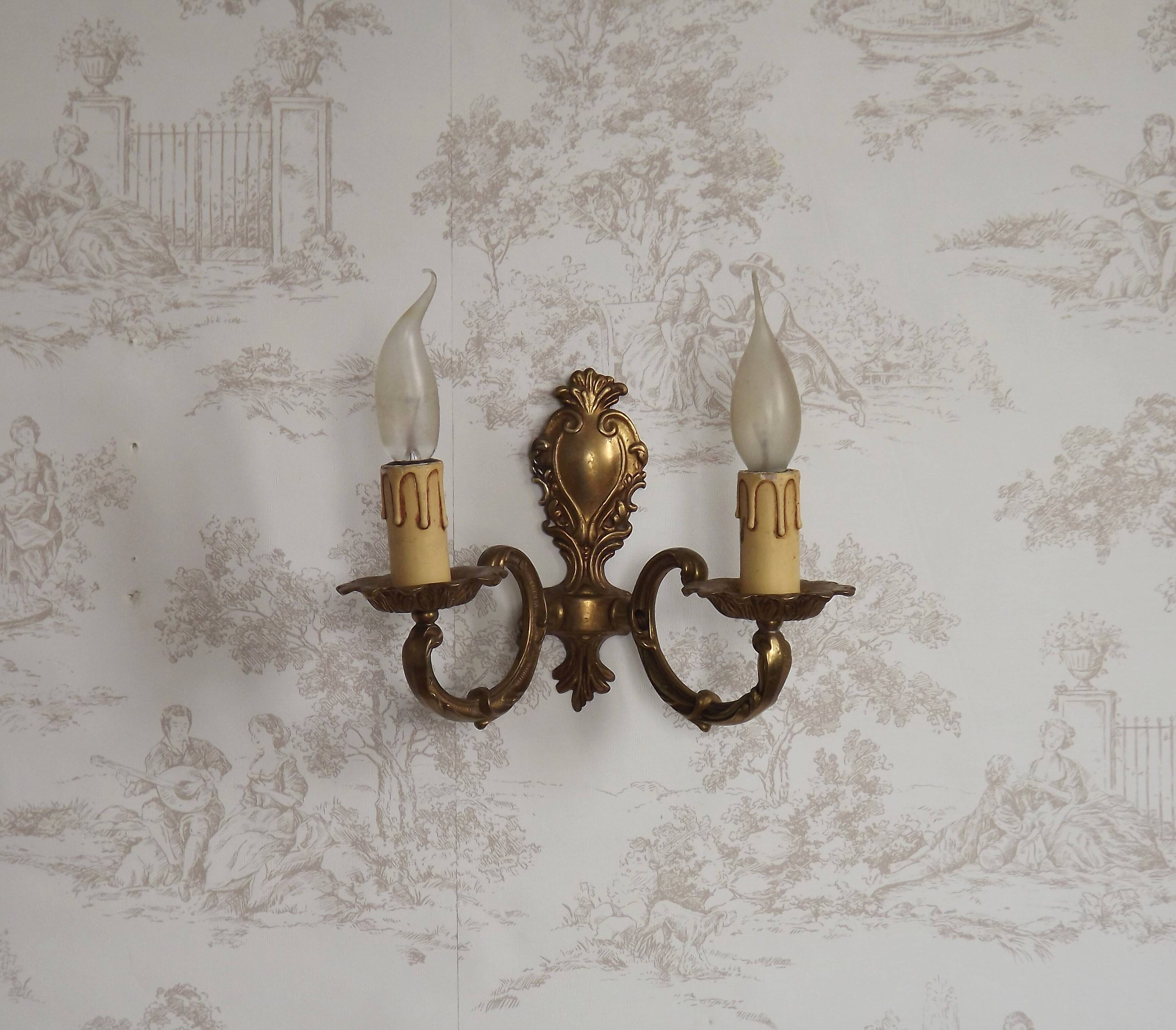 Vintage French Traditional Style Bronze Double Wall Light 5351