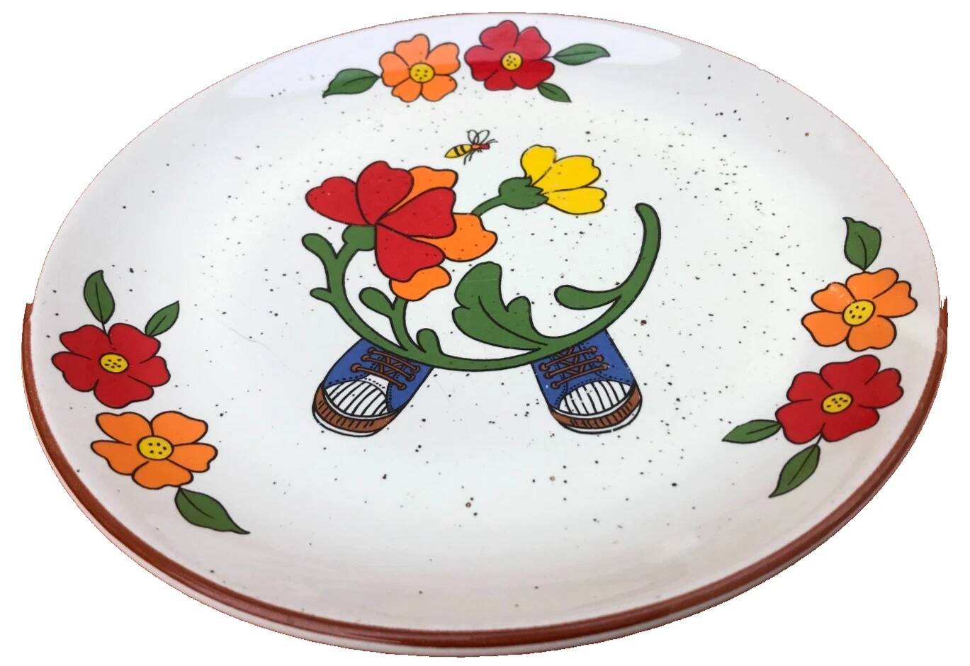 1970s glazed ceramic dessert plate