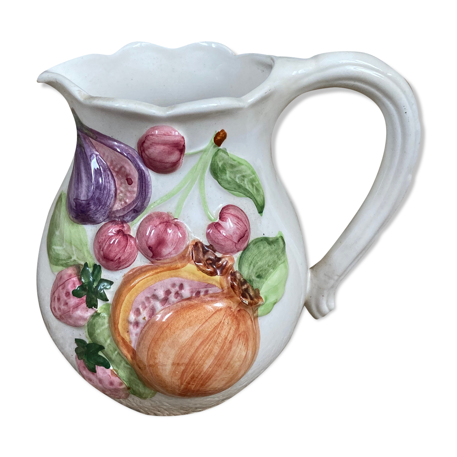 Gerber fruit slip pitcher, vintage ceramics