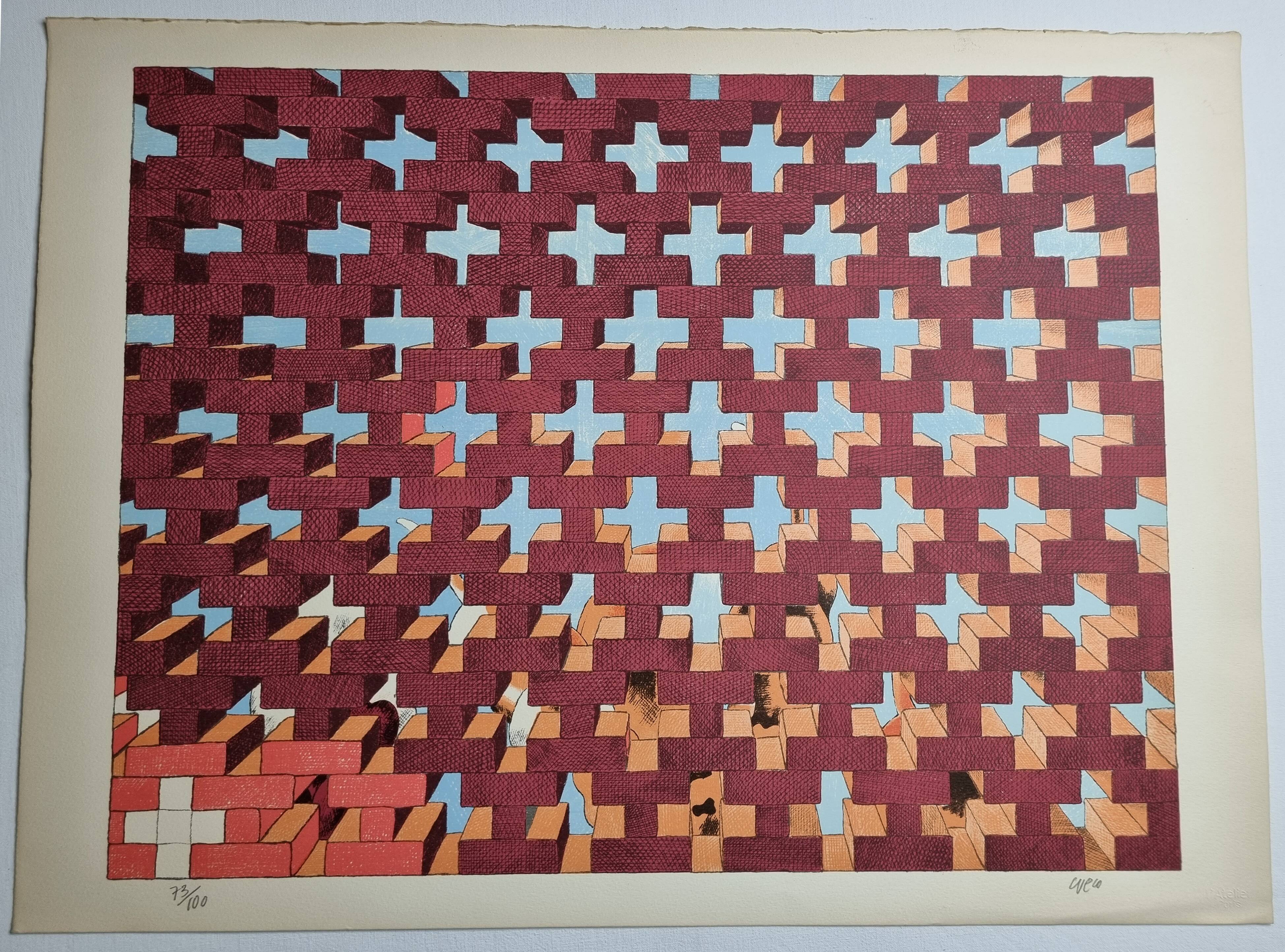 Original lithograph signed after Henri Cueco, 1955, 5 x 76 cm
