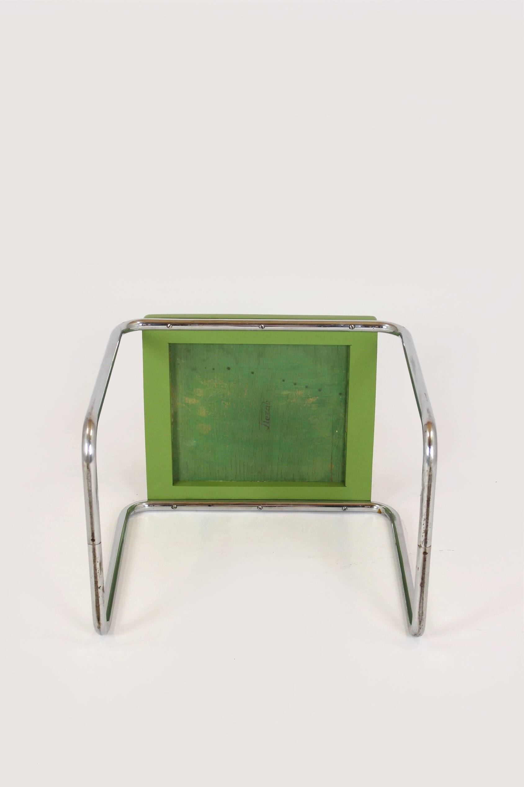 Restored Bauhaus Chromed Tubular Steel Stool from Slezak, 1930s