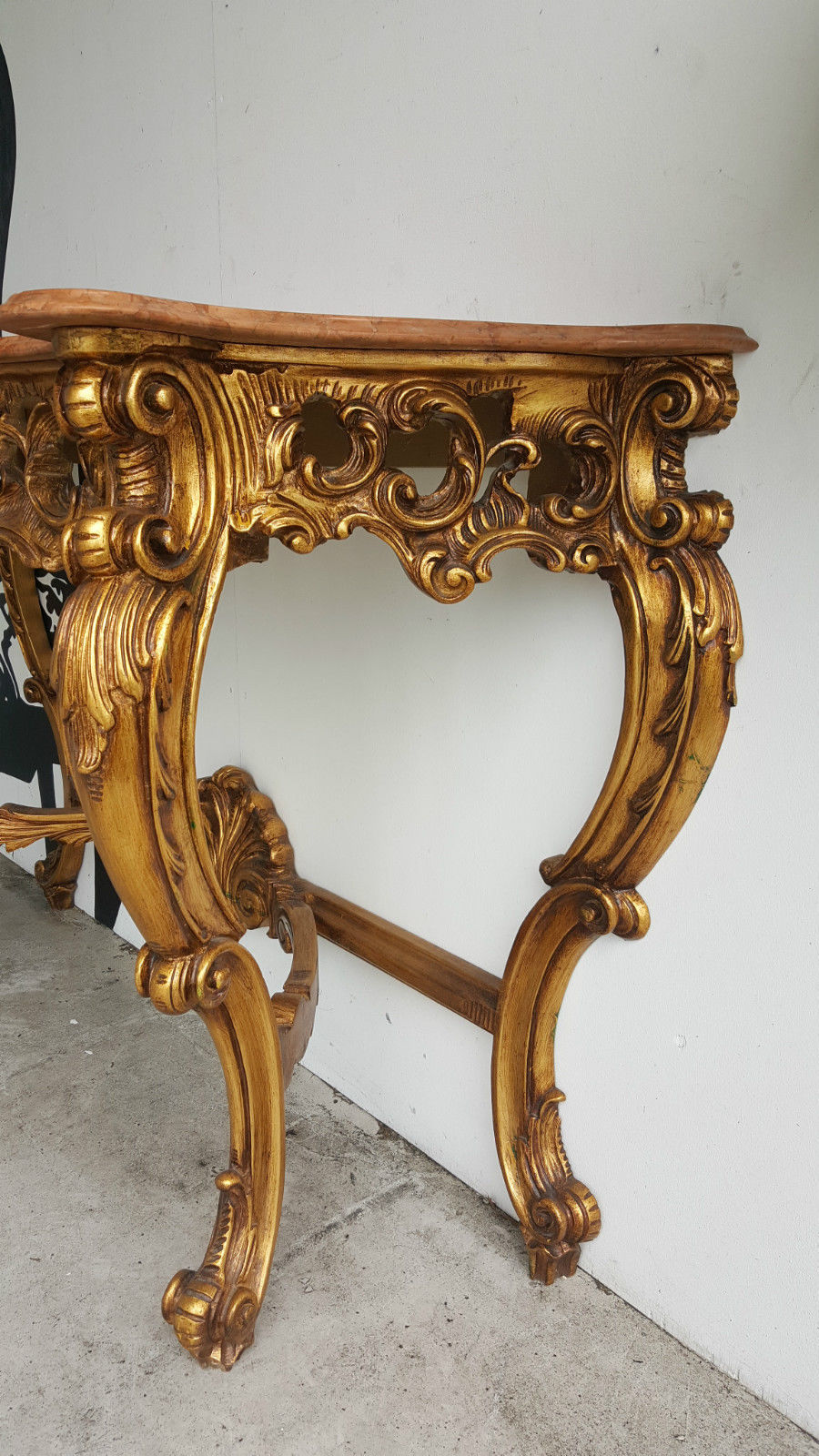 Claude Dalle large console wood dore platter signed marble Romeo