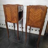 Pair of Louis XV style bedside tables in marquetry