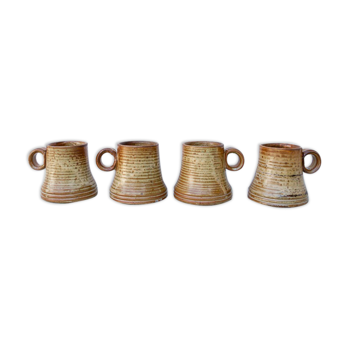 4 sandstone cups signed Jean Pierre Prudhomme