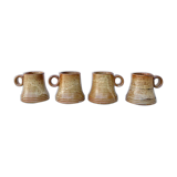 4 sandstone cups signed Jean Pierre Prudhomme