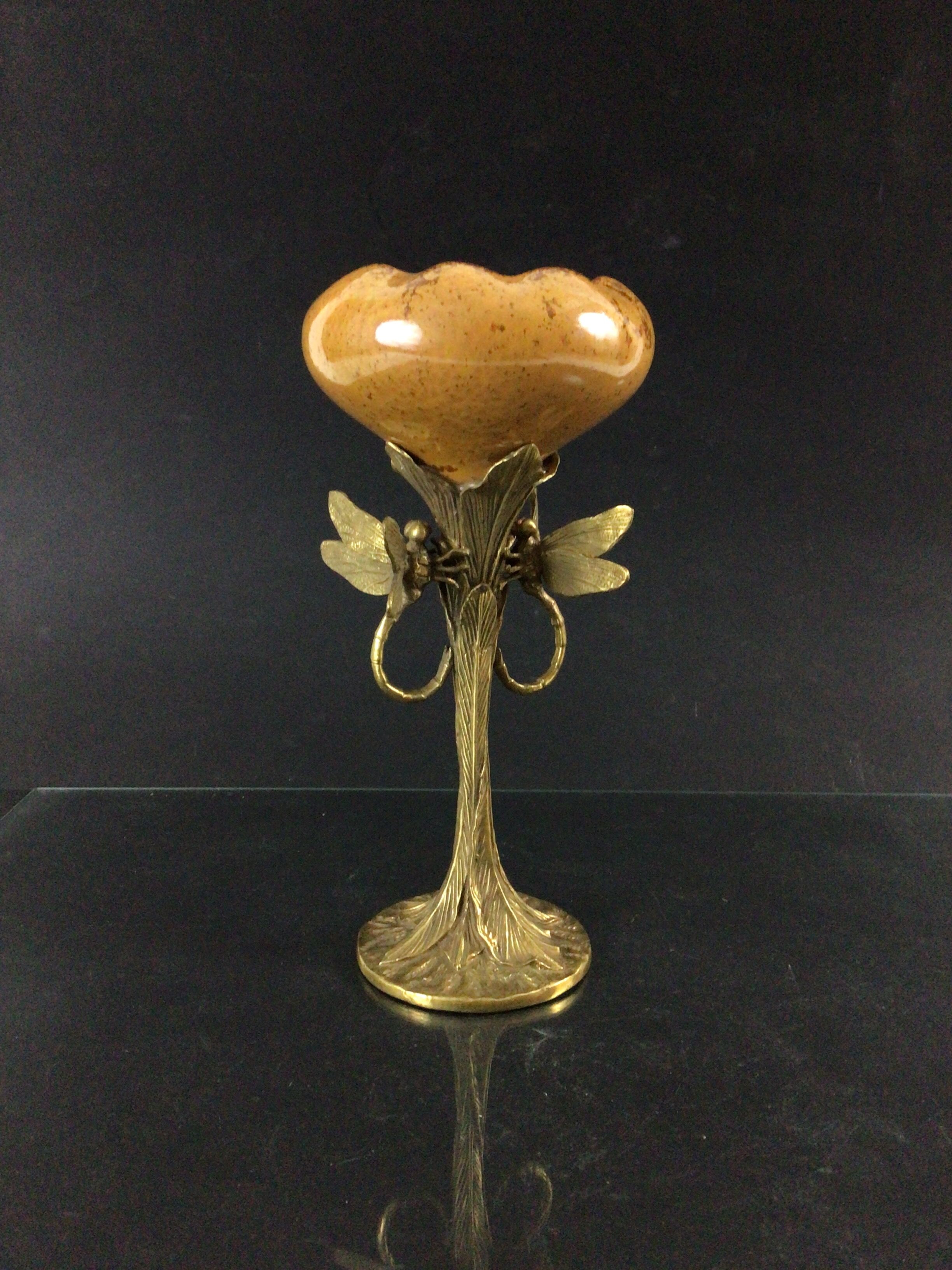 Art Nouveau Cup in Bronze & Porcelain