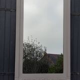 Miroir ancien des années 1920 en chêne patine grise 149cm