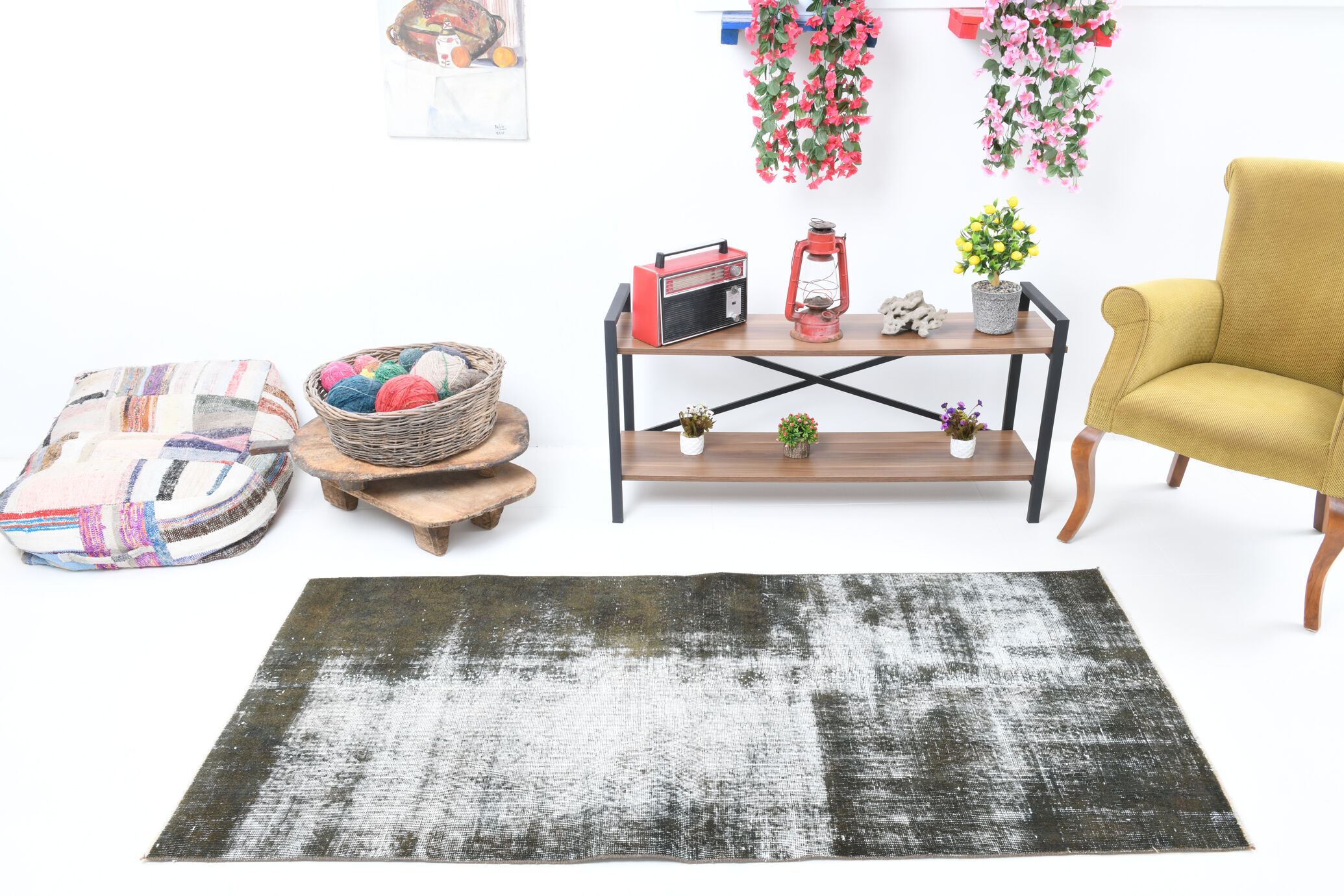 3x7 Classic Vintage Turkish Runner Rug, 3x7 Runner Rug, Short Vintage Rug, Handmade Rug206x95Cm