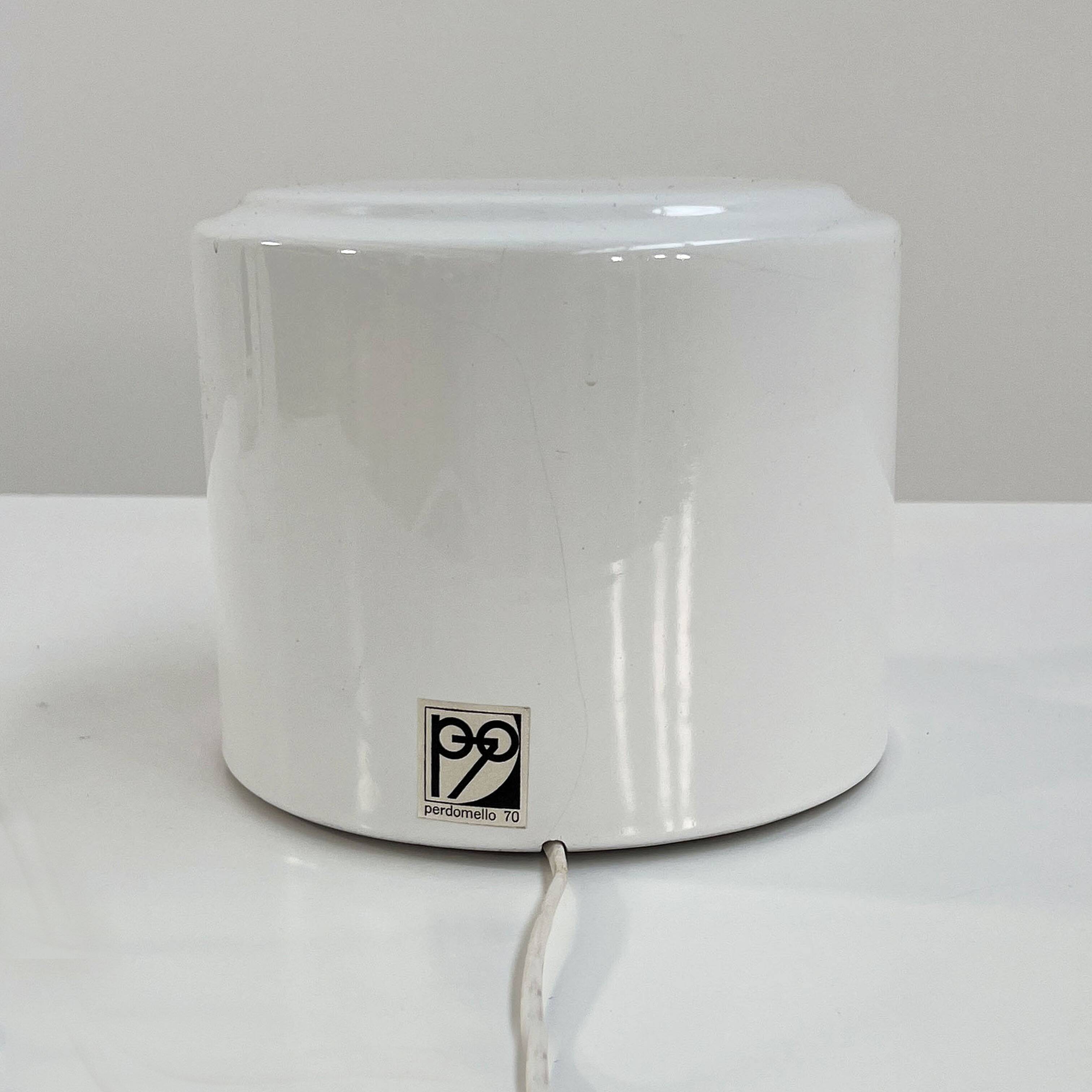 Pair of white ceramic table lamps by Perdomello, 1970.