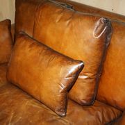 Pair of Ralph Lauren Jamaica club sofas restored in leather.