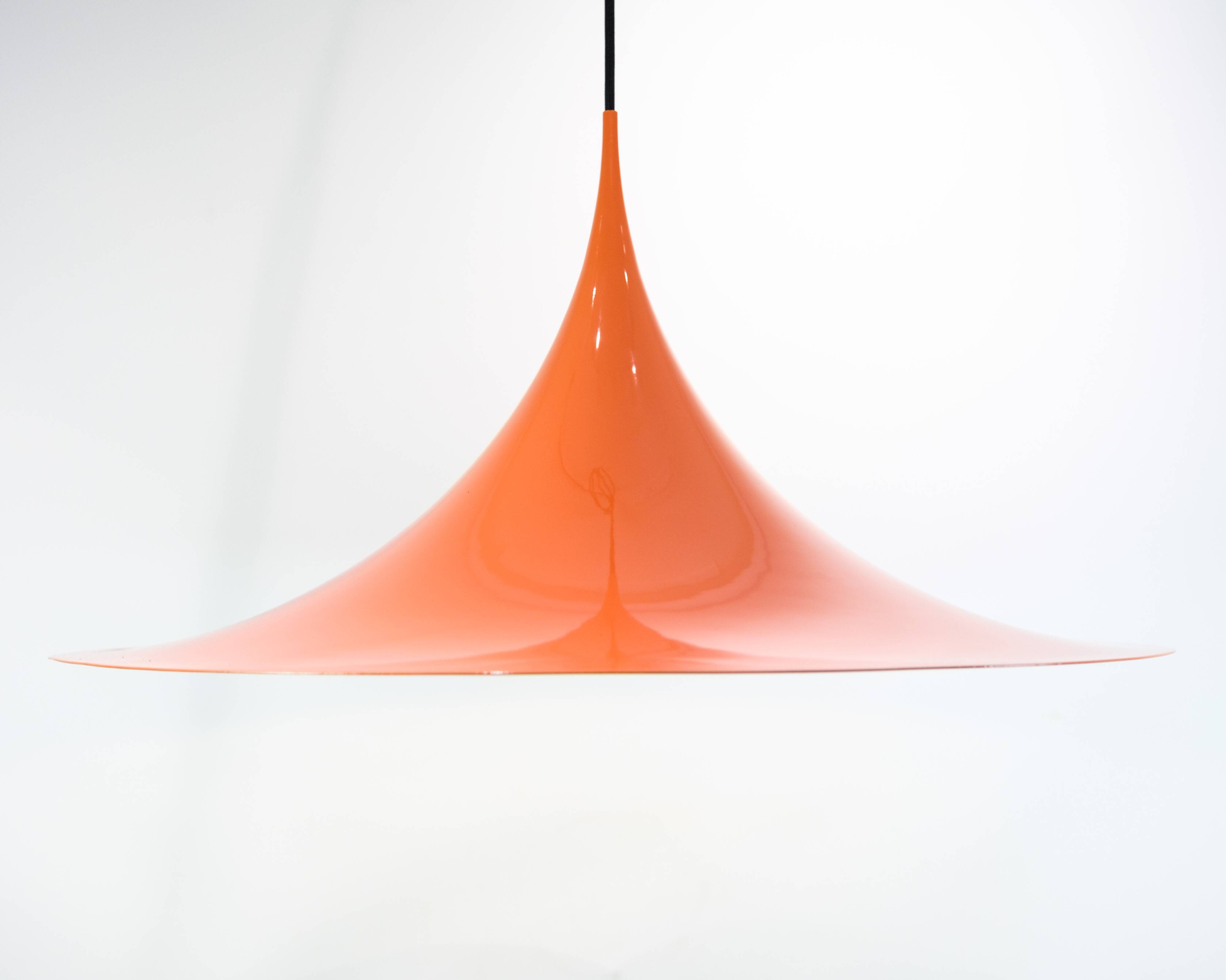 Large Trumpet Pendant In Orange By Claus Bonderup For Fog & Mørup From 1970