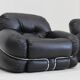 Vintage Okay armchairs by Adriano Piazzesi black leather 1970s, set of 2