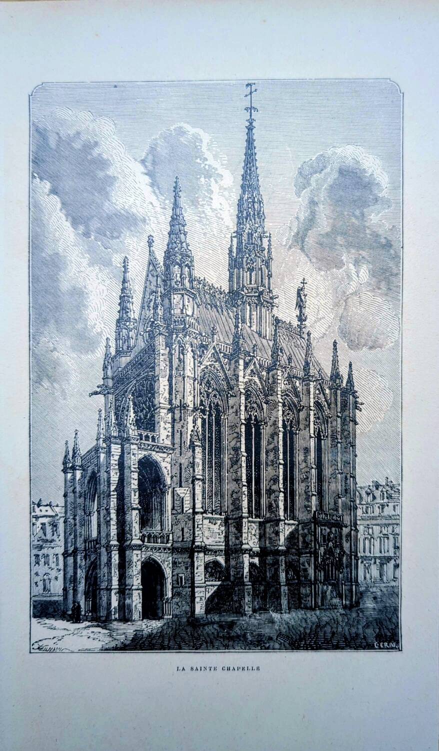 The Sainte-Chapelle, Paris, vintage engraving 1906. Authentic.