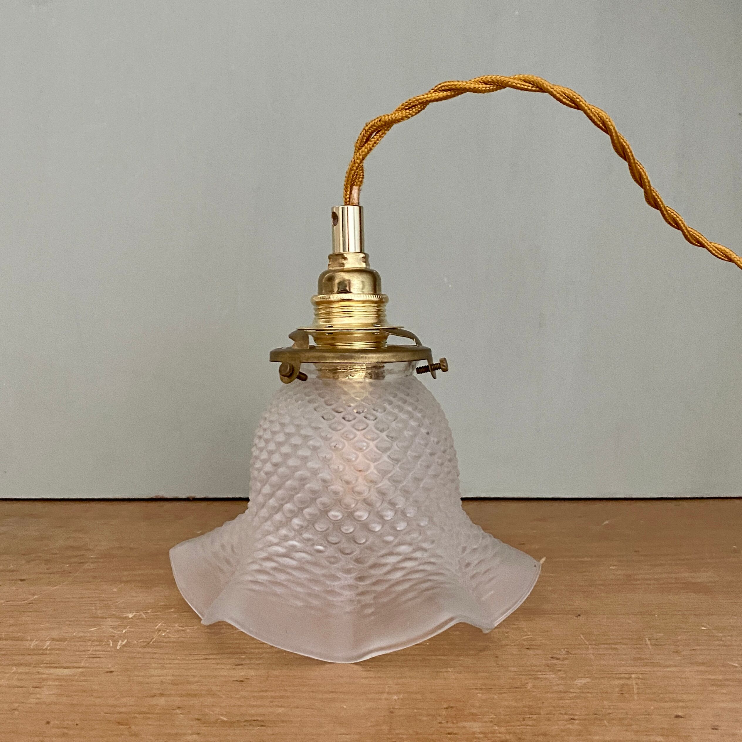 Vintage frosted glass tulip pendant lamp
