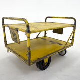 Vintage industrial coffee or side table on wheels