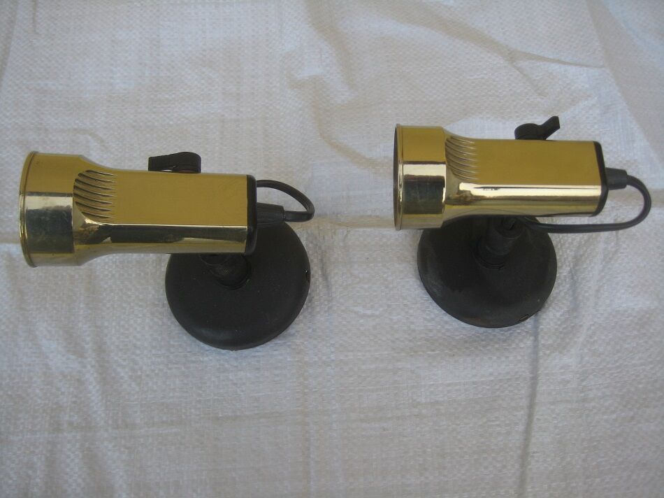 Pair of Lita design spotlights from the 70's, gilded