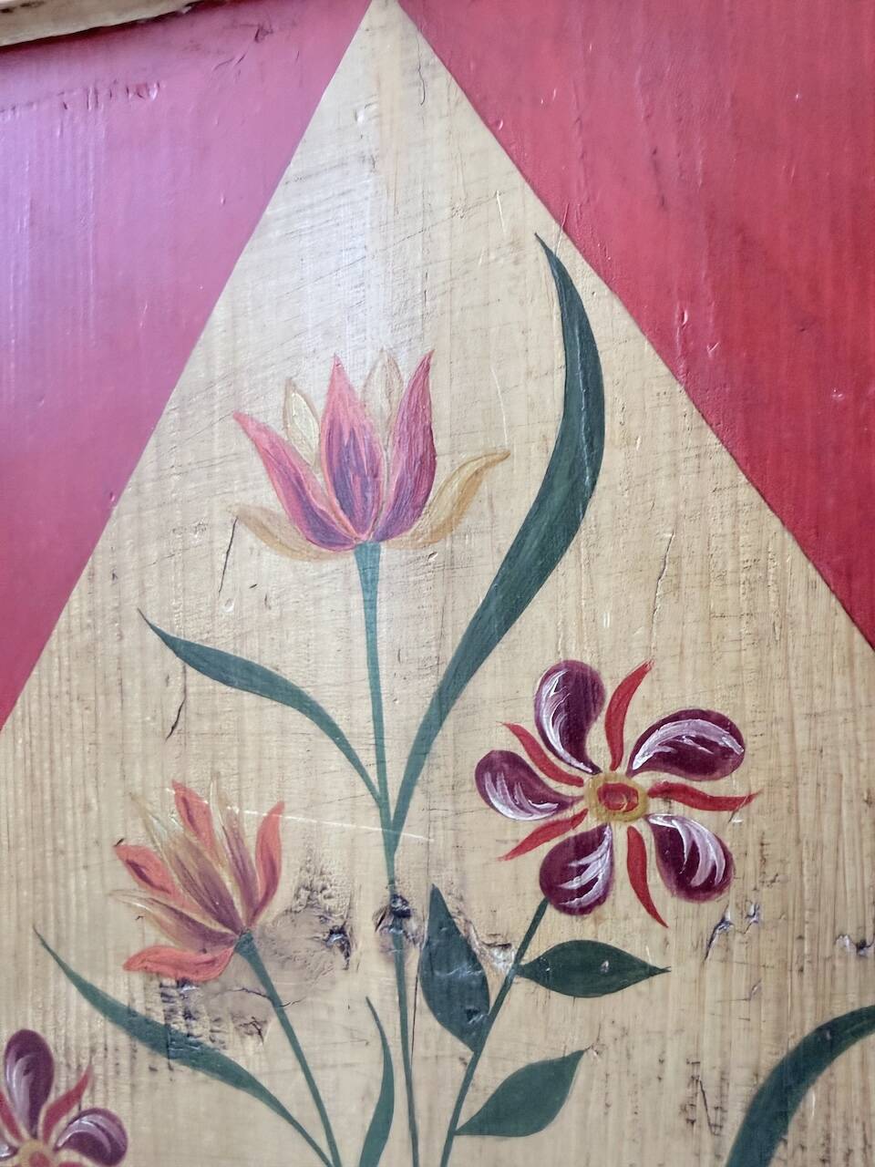 Antique grocery furniture, polychrome folk art, Savoie 1940.